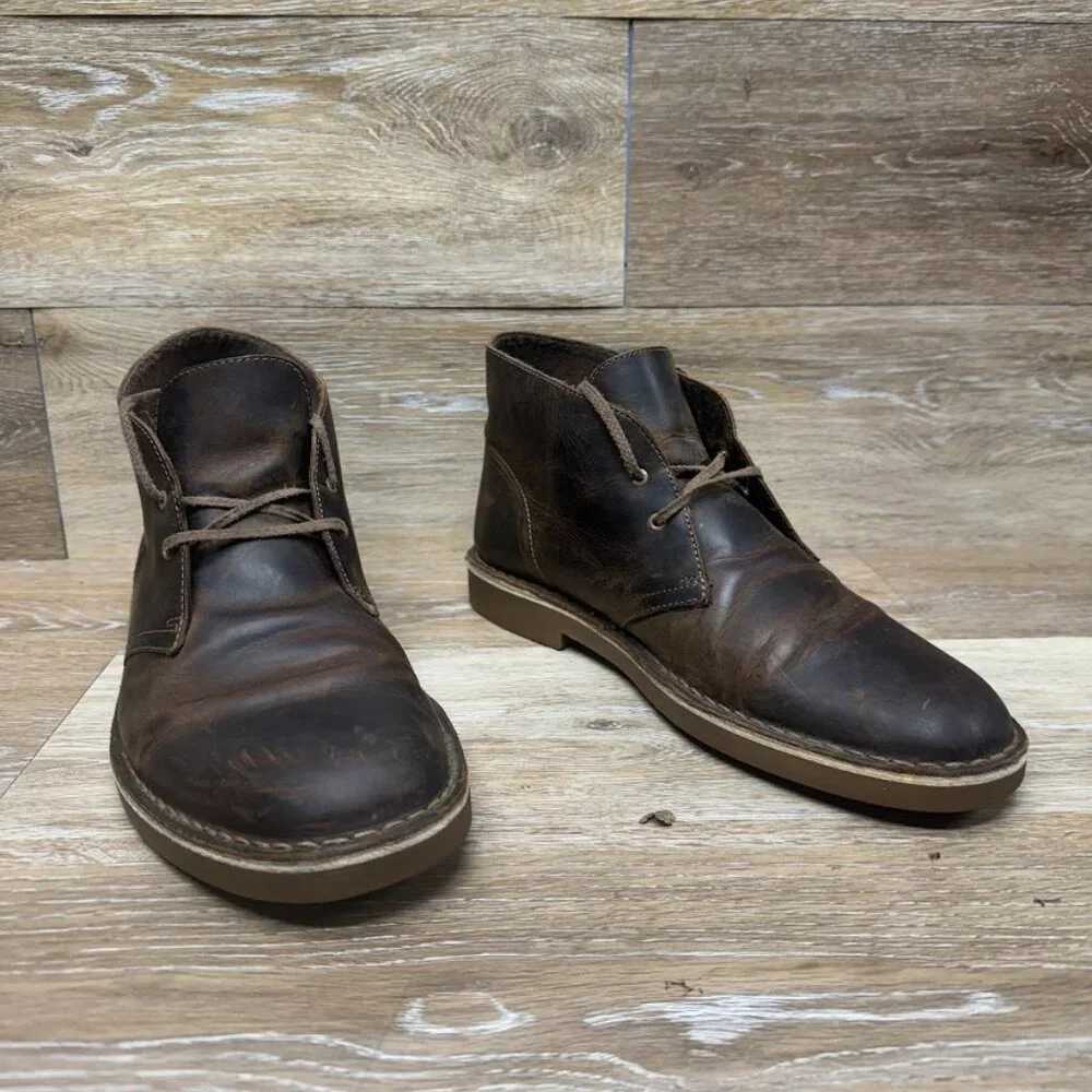 Clarks Bushacre Brown Leather Chukka Boots Men's Size 10.5
